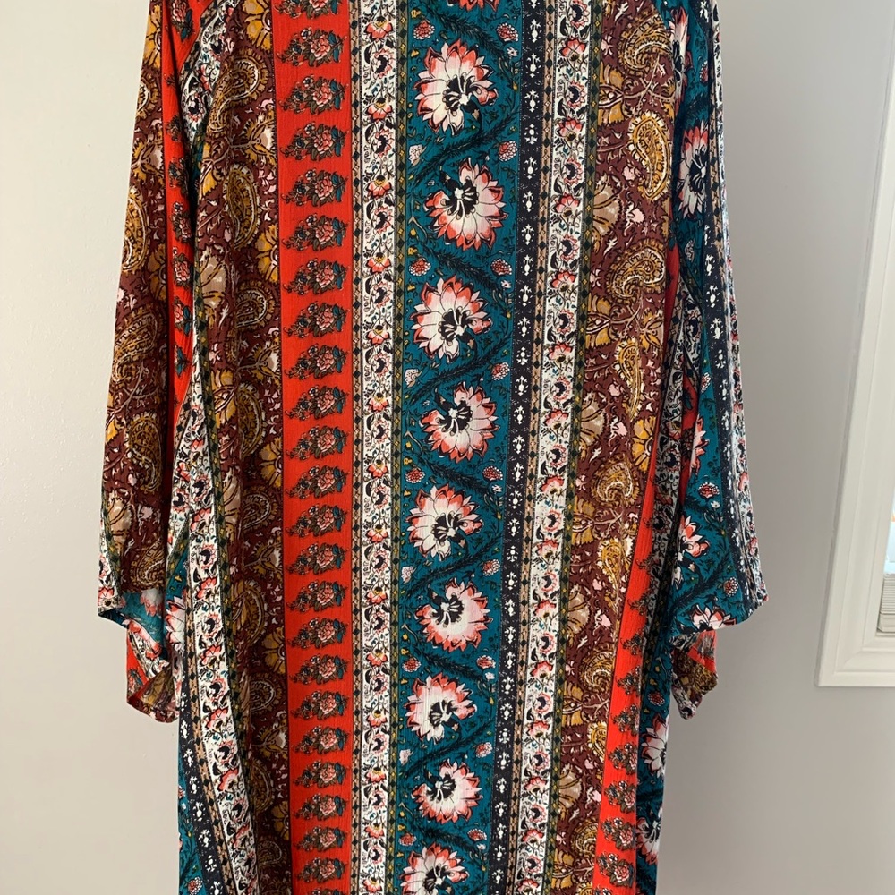 NWT Billabong Floral Teal and Coral Kimono - Picture 2 of 16